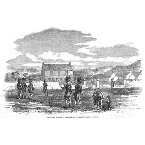 BALLATER Temporary Barracks for The Queens Guard of Honour - Antique Print 1850