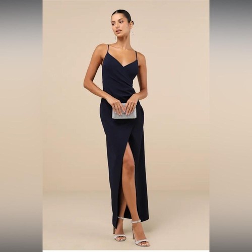 NWT- Sweetest Admirer Navy Blue Ruched Surplice Dress