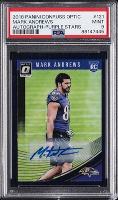 2018 PANINI DONRUSS OPTIC AUTO-PURPLE STARS #121 MARK ANDREWS 38/50 PSA 9