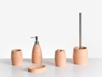 Badaccessoires Set 5-Teilig Kunstharz Orange Rillenoptik Betonoptik Yarapa