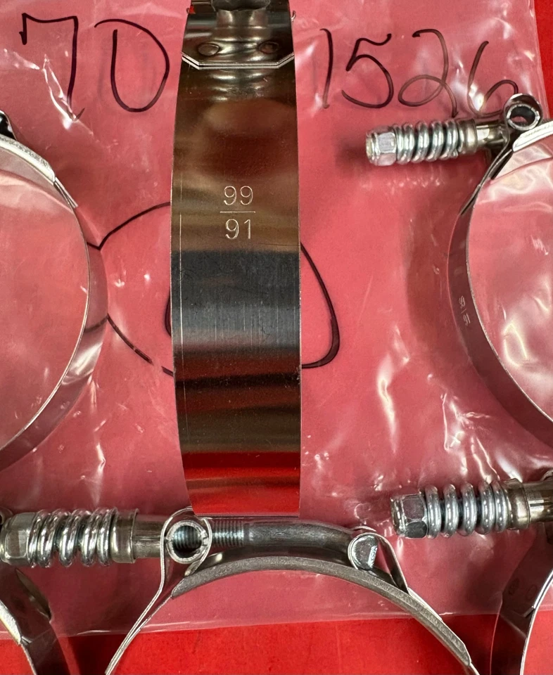 LOTE DE (6) ABRAZADERAS DE MANGUERA NAPA PERNO EN T CON RESORTE #86 3-9/16" - 3-7/8" 91mm-99mm Foto 3 de 3