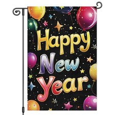 Happy New Year Garden Flag 12x18 Inch Double Sided 12x18inch Multicolor