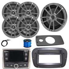 Infinity Marine Radio, ANT, Sub, 4x 6.5" 180W Speakers Gray ,Adapter, Spa Bezel