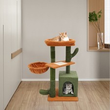 30" Cactus Cat Tree Tower with Scratching Posts Cat Climbing Tower Cat Condo