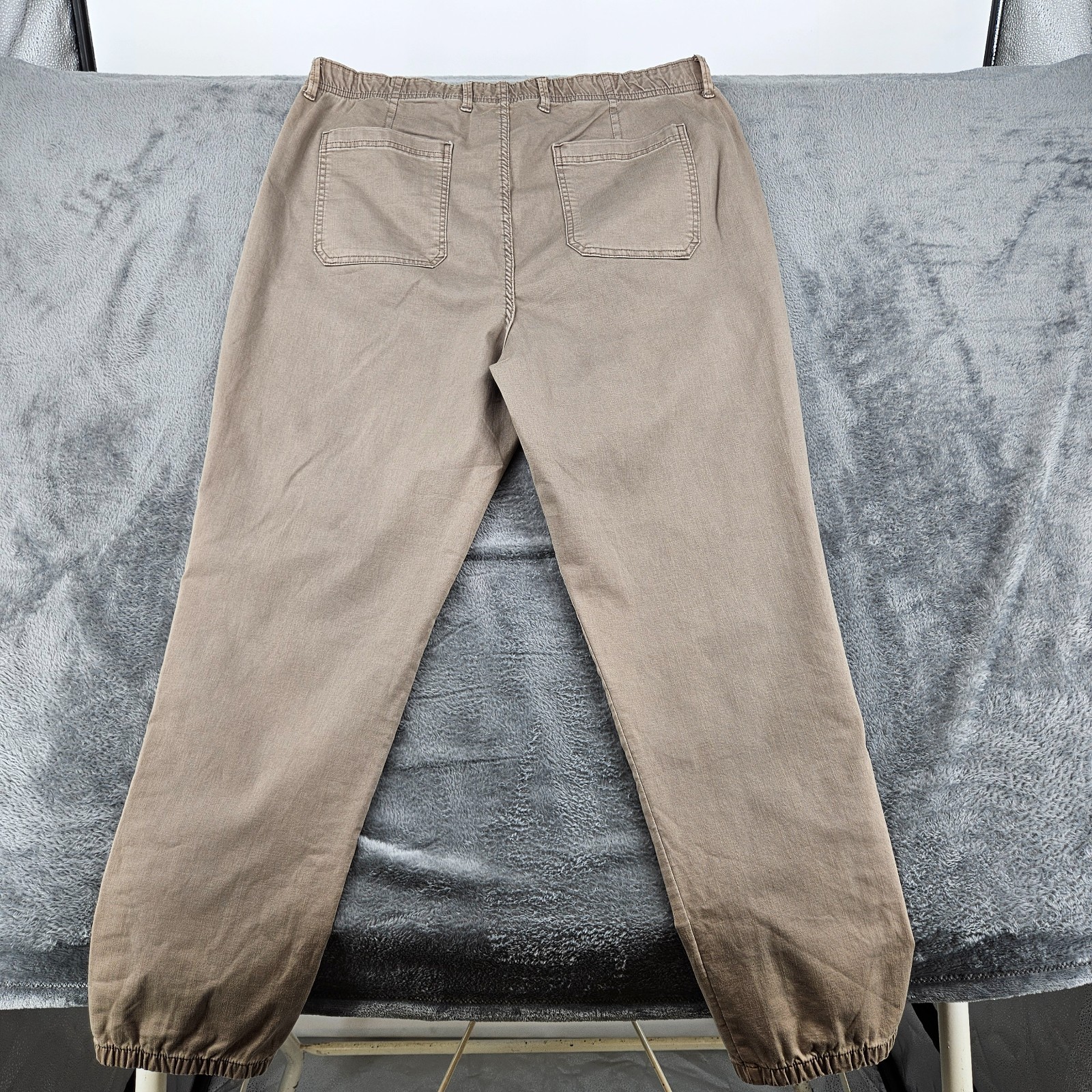 M&S Taupe Jogger Trousers UK 20 Long Stretch Elastic Cuff Casual Women's image 3