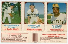 1975 Hostess ROBIN YOUNT ROOKIE AL OLIVER MESSERSMITH UNCUT PANEL 79-80-81 EX/MT
