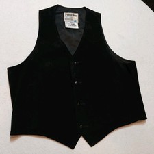 VTG Pioneer Wear Black Leather Suede Western Vest Size 42 USA Made Cowboy