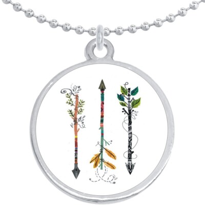 Fancy Arrows Round Pendant Necklace Beautiful Fashion Jewelry