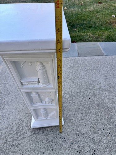 Vintage Nautical Decor Pedestal Plant Stand Heavy Cast Plaster 29x9.5” - Picture 8 of 10