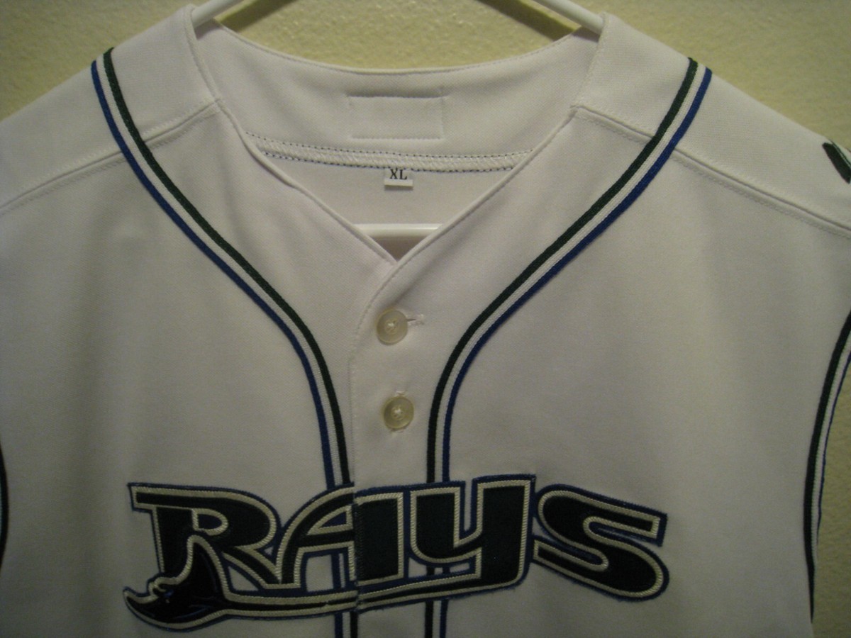 Rare Majestic Tampa Bay Devil Rays Sewn-On White Sleeveless