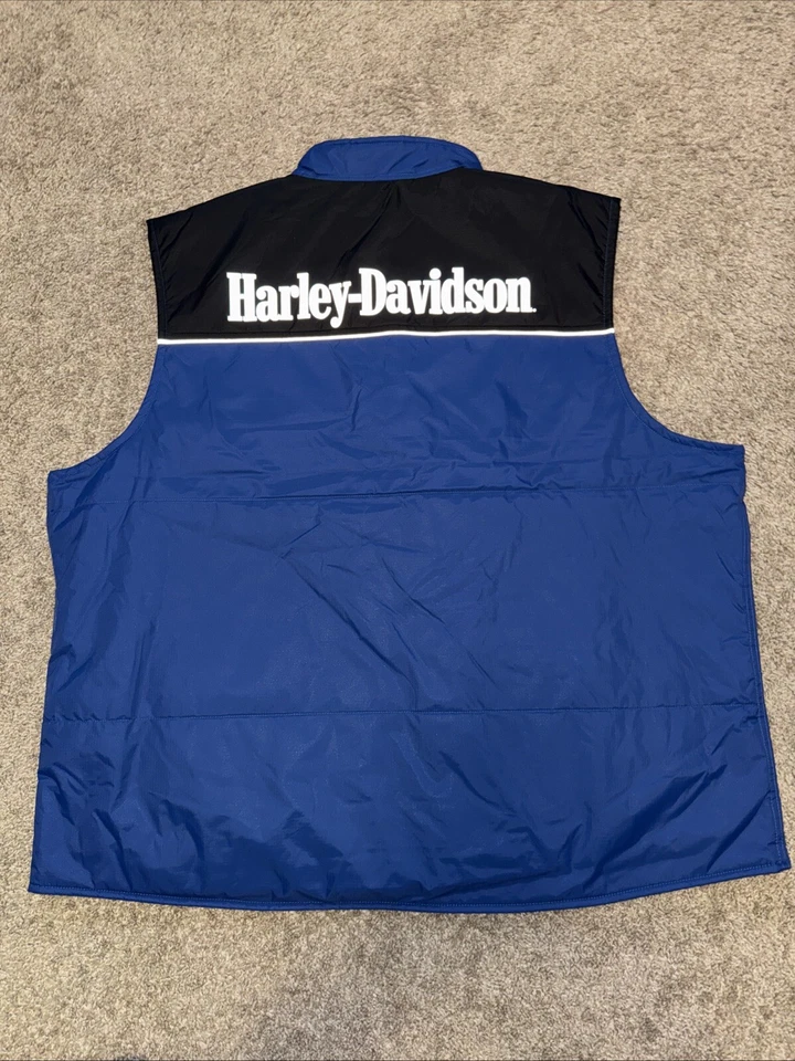 Harley Davidson Royal Blue SYN3 Racing Dept USA Puffer Vest Men’s 2XL Biker Hog - Image 3 of 4