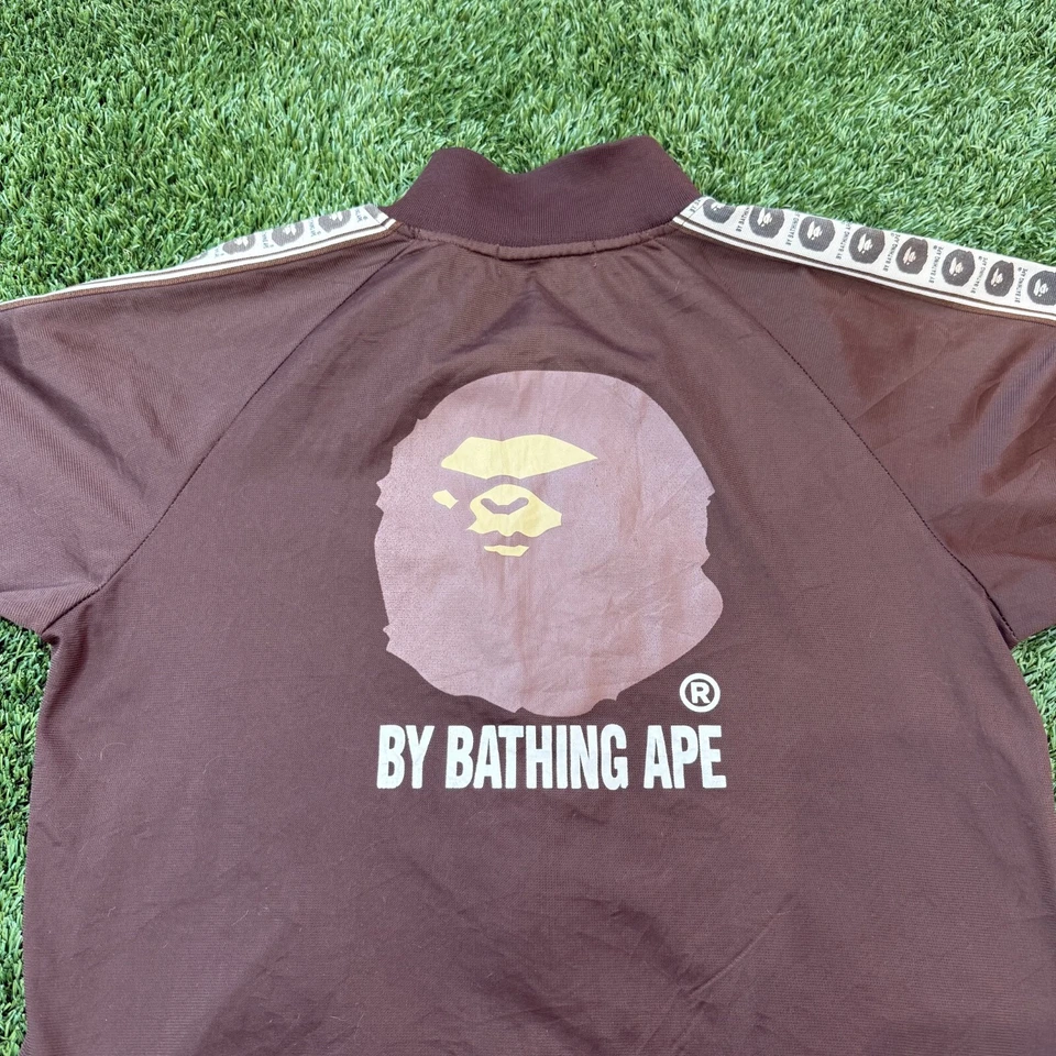 1996 Vintage Bape Zip Up Track Suit Jacket Made in Japan Brown Medium - Image 2 of 4