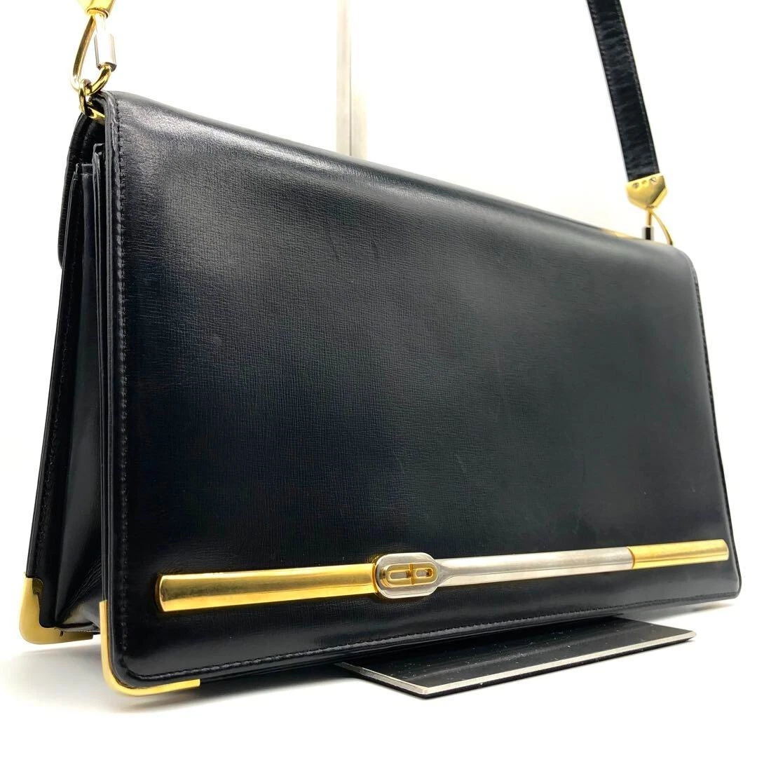 Sac bandoulière vintage Christian Dior cuir noir C970