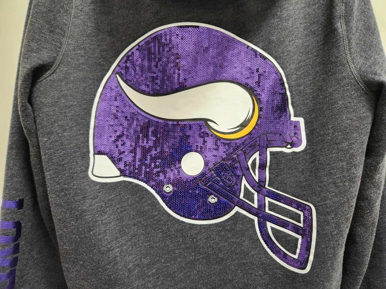 UNDERCOVER Felpa con cappuccio donna Victoria Secret rosa NFL Minnesota Vikings calcio pelliccia sintetica taglia S