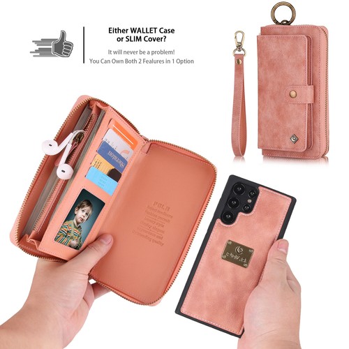 Pour Samsung Galaxy S24 S23 S22 S21 Etui Portefeuille Cuir Magnétique Amovible Fermeture Éclair - Photo 35 sur 46