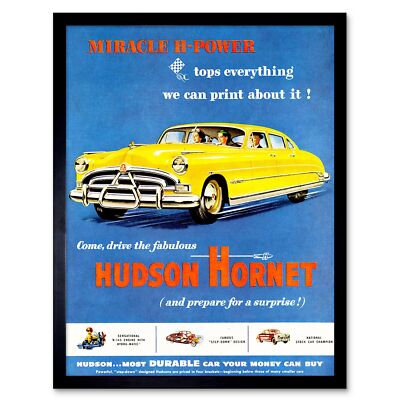 Vintage Werbung Transport Hudson Hornet Auto Automobil 12 x 16 Zoll gerahmter Druck