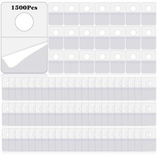 1500 Pieces Clear Slot Hole Hang Tags Self Adhesive Hanging Tabs Plastic Reta...