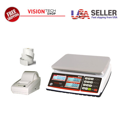 VTS TVP-30B Price Computing Scale, 30lb x 0.005lb, LP-50 Printer, Label 12Rolls