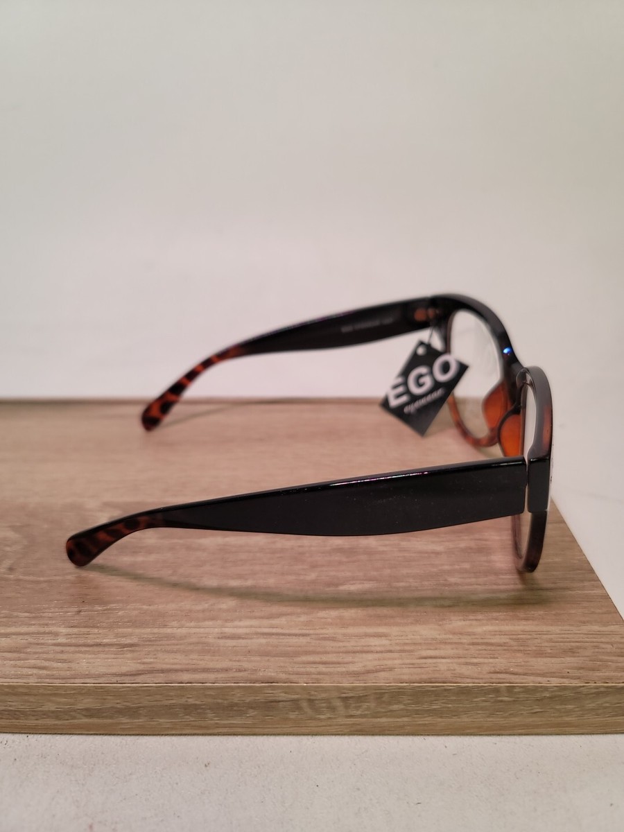 EGO Classic Black UV400 Sunglasses BRAND NEW - Round Frame Dark Lense Ego Eyewear 3207 UV400 Glasses Black-Tort Fade | eBay main image 3