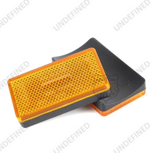 Pair Motorcycle ATV Reflector Bolt On Amber Rectangle Side Kit Marker Universal - Picture 5 of 7