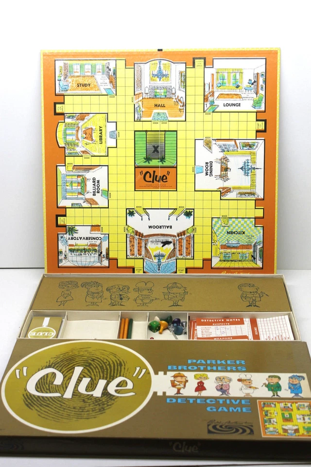 3 Vintage Board Games MB 1975 Stratego+1976 Hangman Vincent Price+1963 Clue - Image 4 of 4