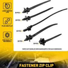 100x Universal Mixed Cable Tie Bundled Wire Harness Line Fastener Zip Clip Bands