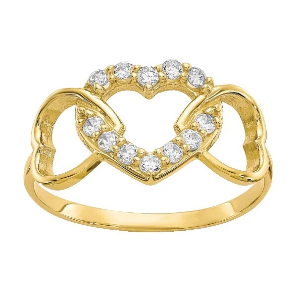 Cubic Zirconia Yellow Gold Love Fashion Rings