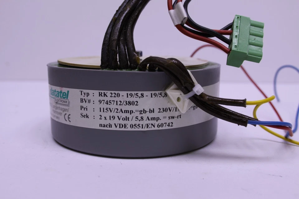 Datatel Elektronik RK220-19/5.8-19/5.8 Toroidal Transformer 115/230vin 2x19vout - Image 3 of 4