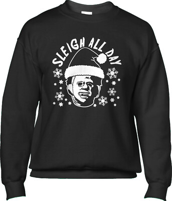 Sleigh All Day TCM Christmas Funny Horror Movie Santa Snow Party Mens Sweatshirt