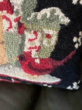 Holiday Christmas Wool Pillow Cardinal Mailbox Wool Hook Throw Pillow 14x18