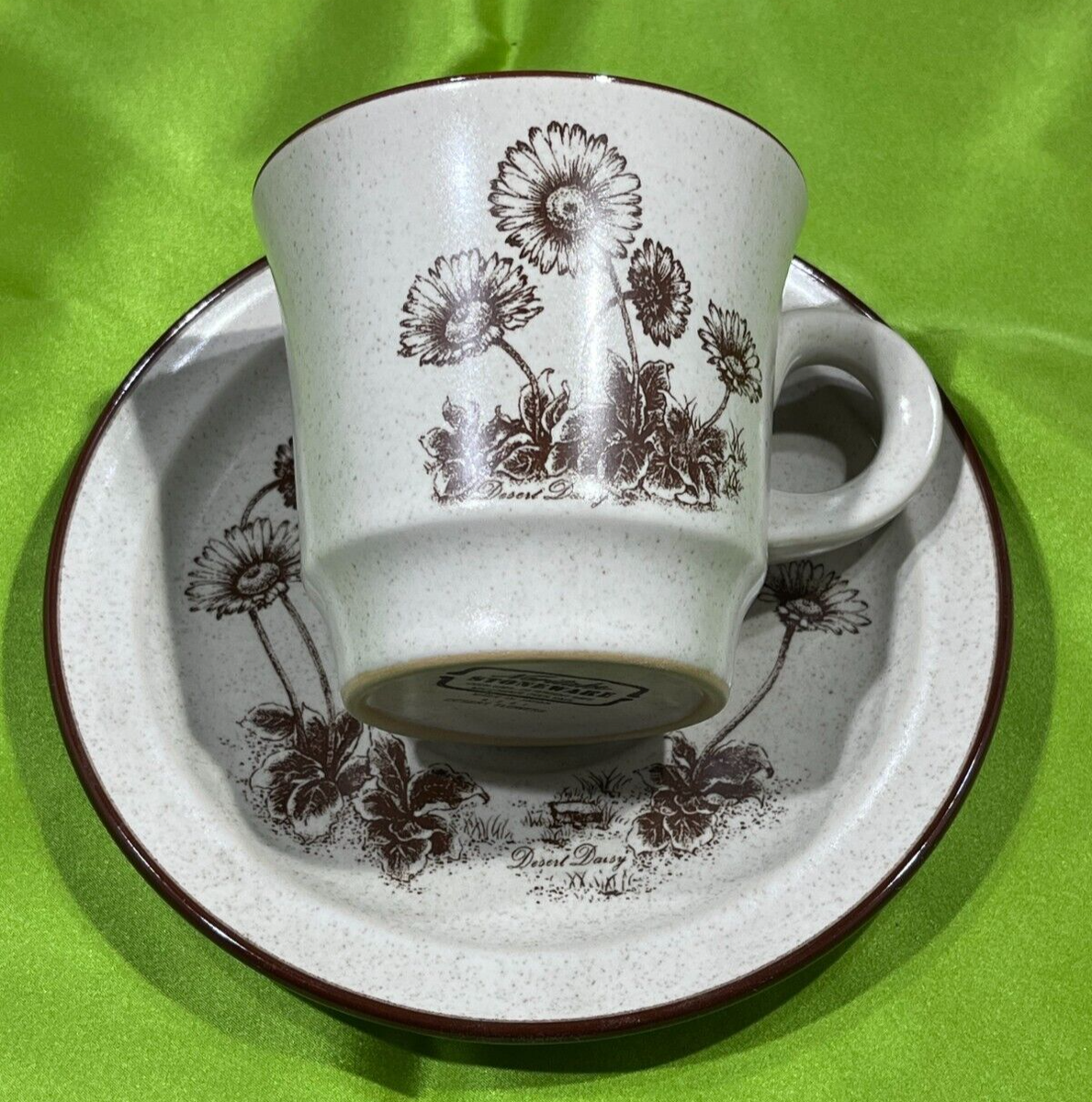 Vintage Noritake Stoneware Desert Flowers 8341 Coffee Tea Cup Saucer