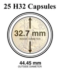 25 Genuine H32 Round AirTite Coin Capsule Fit 1 Oz Gold Eagle / Buffalo 32.7mm