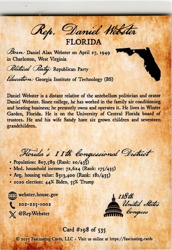 2023-24 Fascinating Cards Congress Pick a Card Florida - Picture 43 of 61
