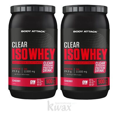 (EUR 45,61/kg) 2er-Pack - Body Attack - Clear Iso Whey - 2 x 900g Dose