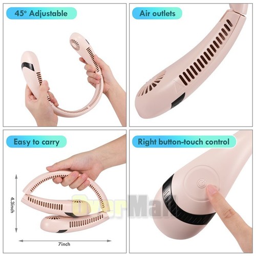 USB Portable Neck Hanging Fan Cooling Air Cooler Little Electric Air Conditioner - Picture 14 of 71