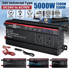 1500W 2500W 5000W DC 24V to AC 110V 60HZ Sine Wave Power Inverter LCD 3AC 4USB