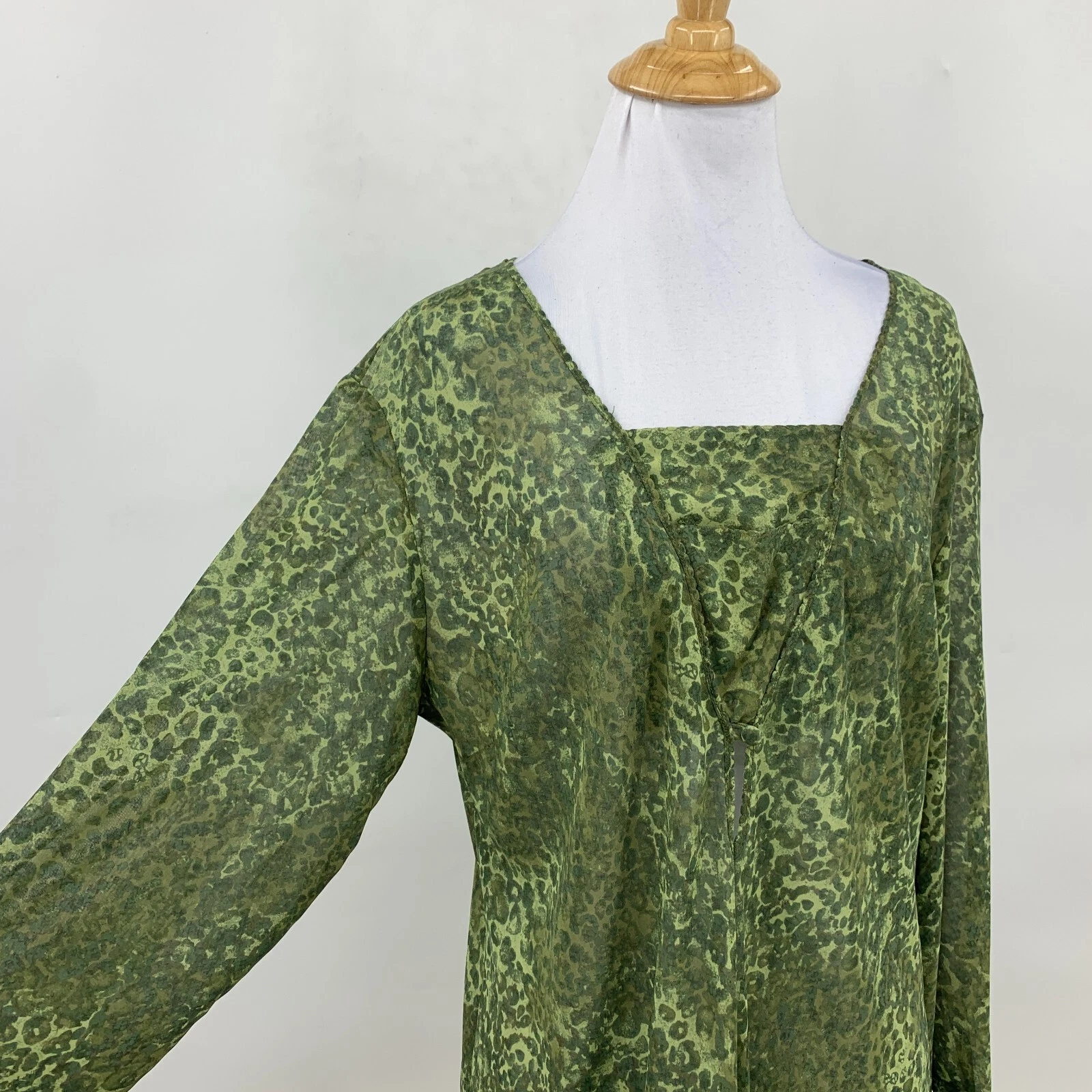 UNDERCOVER Victoria's Secret abito semi trasparente donna L grande stampa animale verde cover up