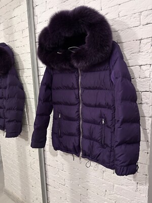 Prada 28A060 Purple Down Jacket With Fox Fur EU40 IT46 Retail