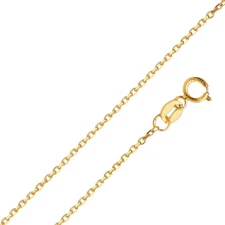 14K Real yellow  Gold 0.9 mm Oval Angled Diamond Cut Cable Chain - 16"-22''