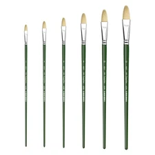 XDT#6385 Filbert Art Brush Set 6Pc #2#4#6#8#10#12 Hog Acrylic Oil Watercolor