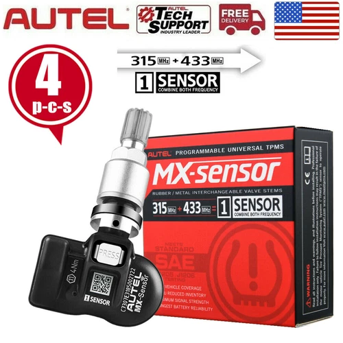4x Autel TPMS Programmable Tire Pressure Sensors Activate 315MHz 433MHz Metal