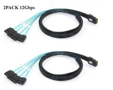 2X Mini SAS to 4 SATA SFF-8087 Multi-Lane Forward Breakout Splitter Cable 0.5 1m