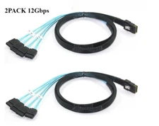 2X Mini SAS to 4 SATA SFF-8087 Multi-Lane Forward Breakout Splitter Cable 0.5 1m