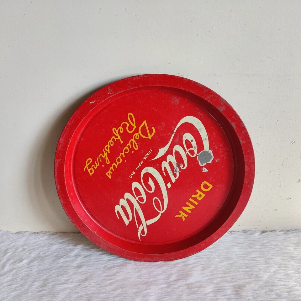 Vintage Drink Coca Cola Werbe Dose Tablett Rund Alt Sammlerstück Selten TR59 - Bild 4 von 4