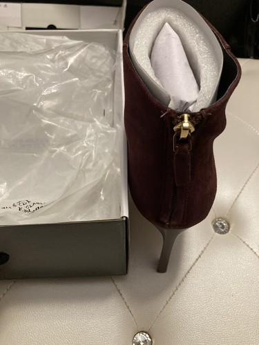 NEW Nine West Uloveit Suede Burgundy Gold Fringe Ankle Boots 10.5M $119 - Picture 7 of 12