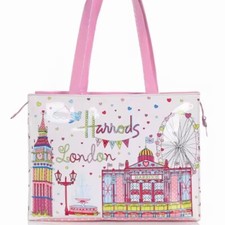 HARRODS LONDON Large Tote Bag with London Landmarks New