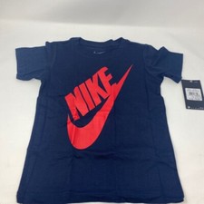 Nike Boys Graphic T-Shirt Blue Red Crew Neck Spell Out Tee 6 New