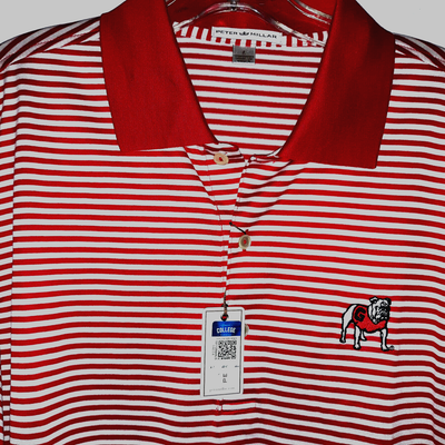 Peter Millar Mens Size L Georgia Bulldogs Embroidered Red/White Polo Shirt  NEW | eBay