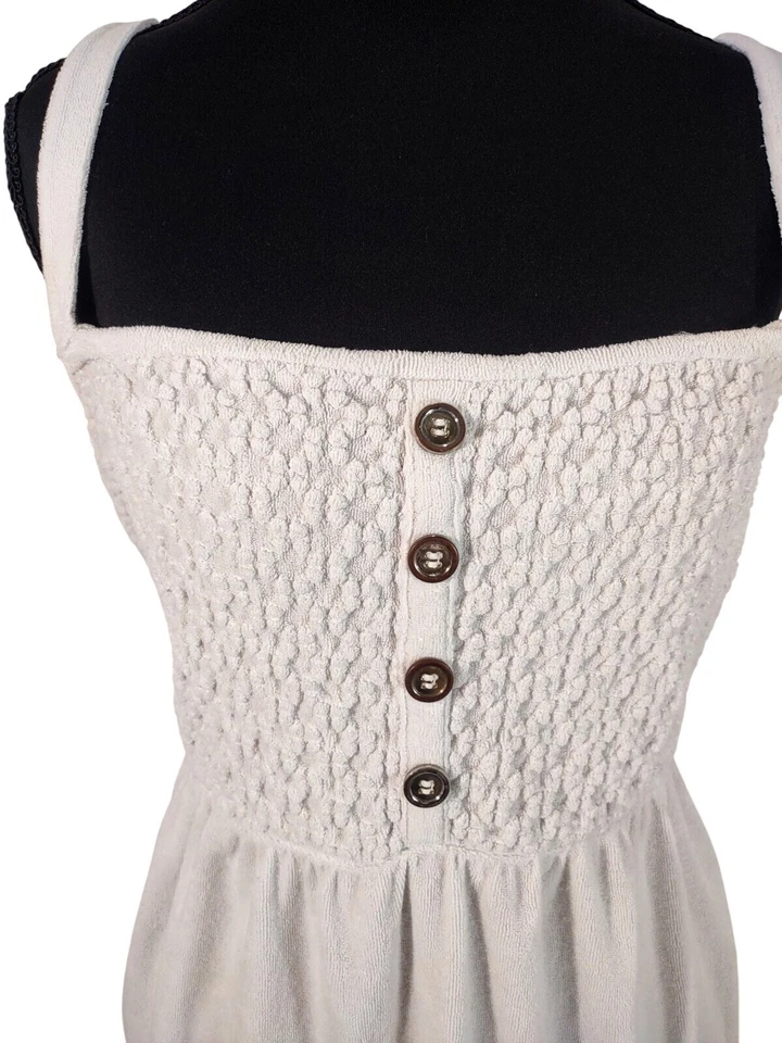 复古 Y2K Juicy Couture 婴儿娃娃连衣裙女式白色毛圈布遮瑕海滩 — 第 3/4 张图片