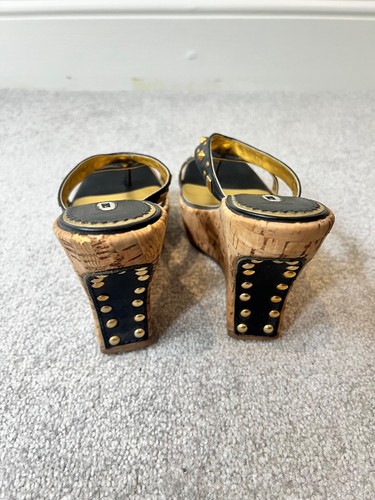 schutz Black Studded Wedge Sandals – EU 38 / UK 5 - Picture 7 of 8